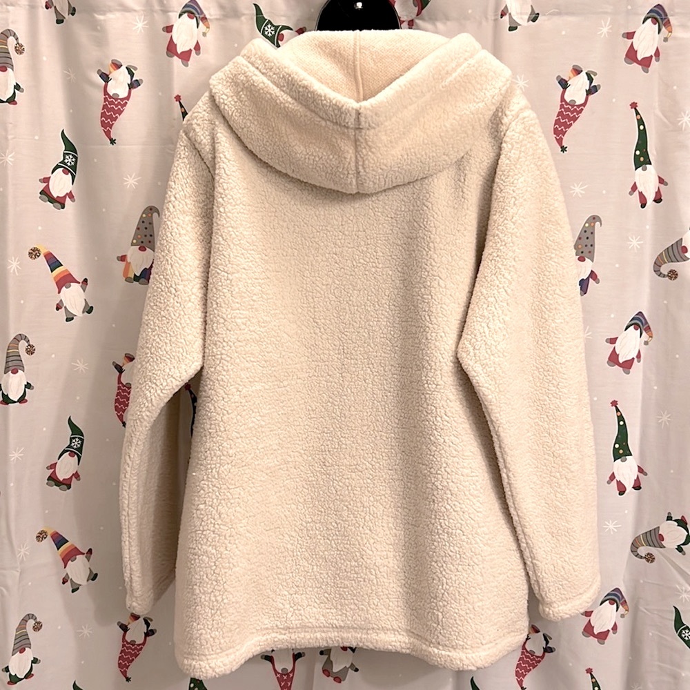 NWT 🥶 FILA CREAM FLEECE 1/2 ZIP PULLOVER HOODED SWEATSHIRT TEDDY JACKET 1X - Picture 2 of 7